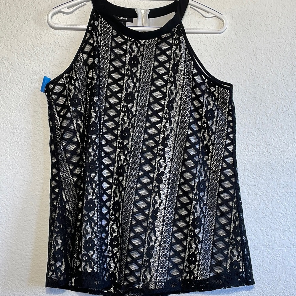 Alfani black lace blouse top, size 6